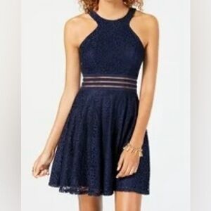 City Studio Blue Halter A-line Mini Dress
